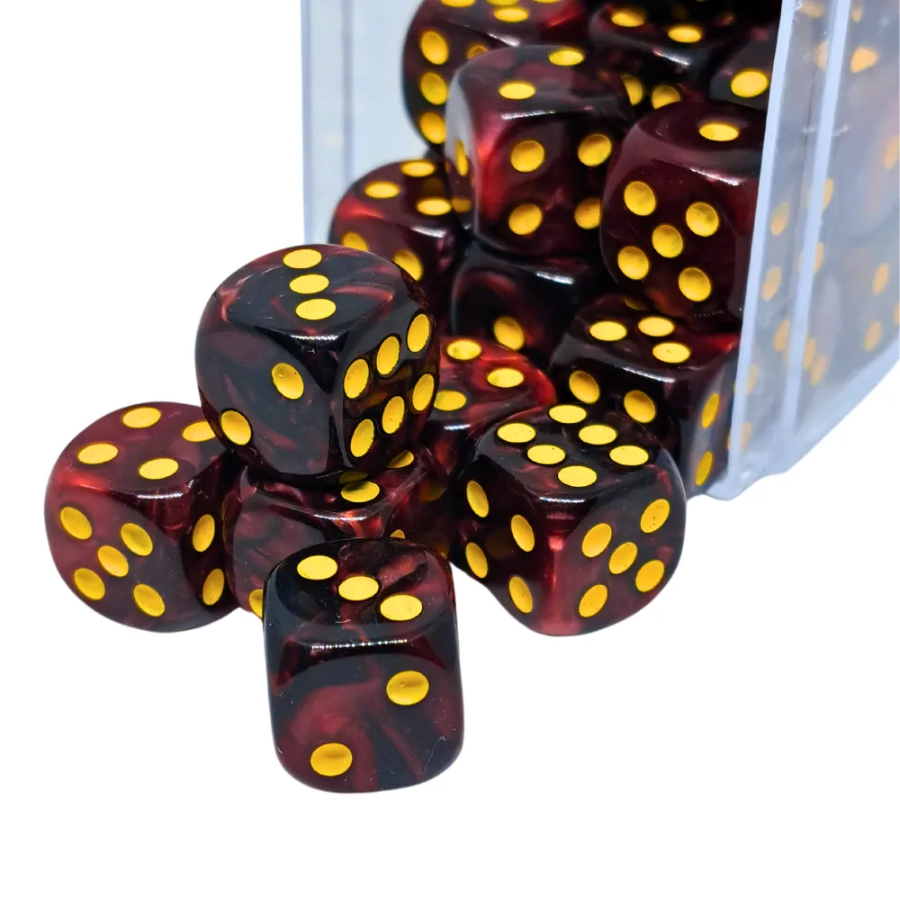 D6 Dice Set - Dark Red & Black