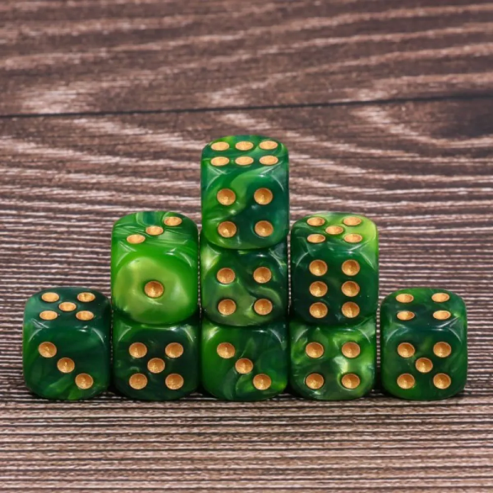 D6 Dice Set - Green and Black