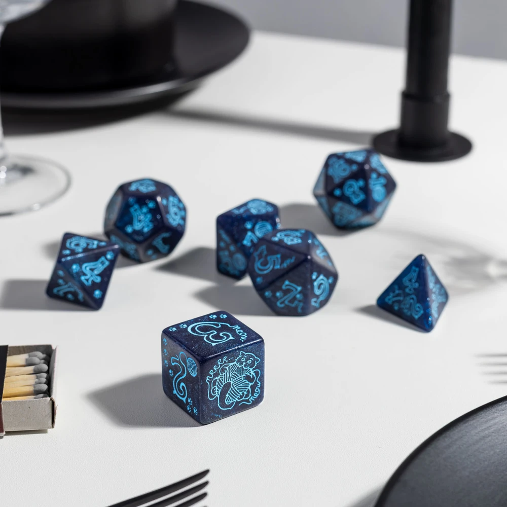 Large Cat Dice Set: River