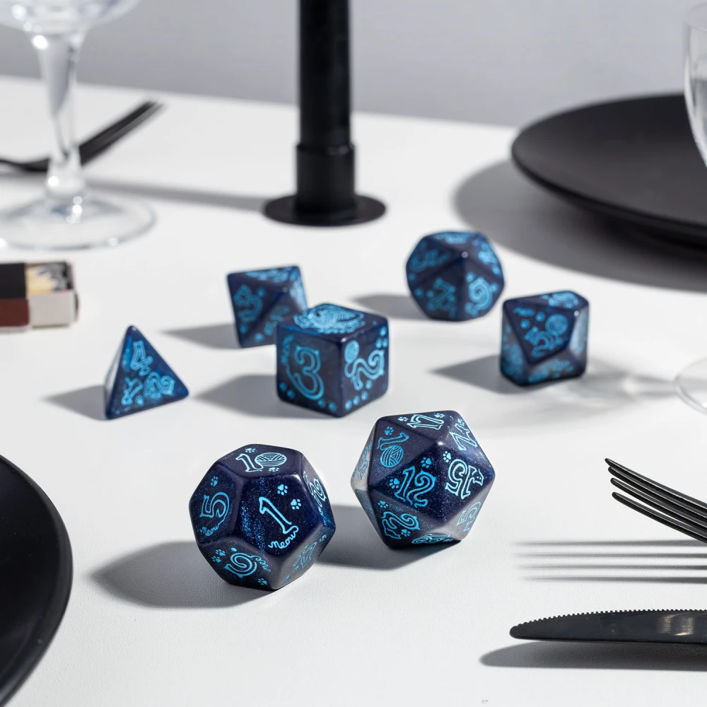 Large Cat Dice Set: River