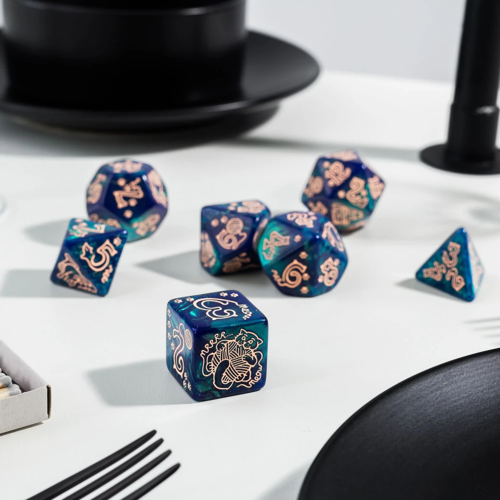Large Cat Dice Set: Whiskers