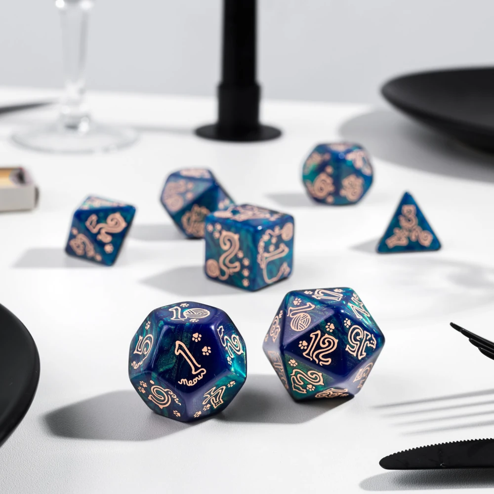Large Cat Dice Set: Whiskers