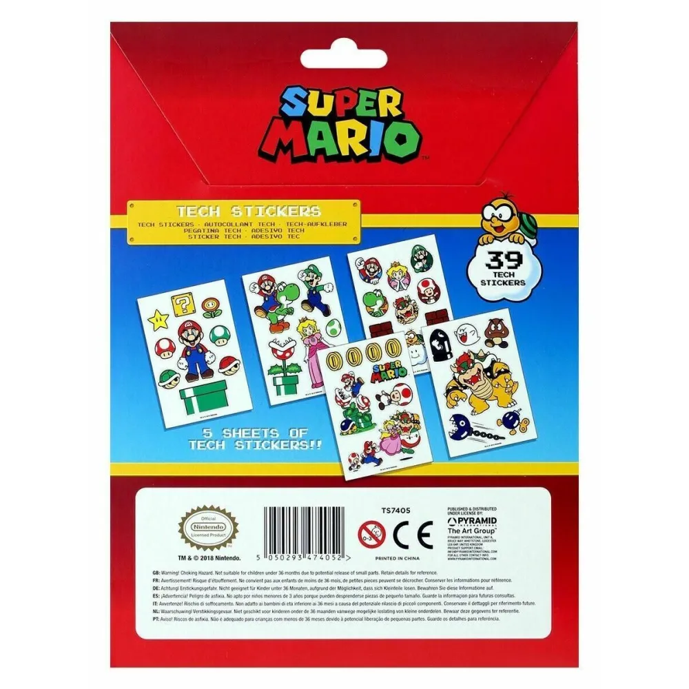Sada vinylových samolepek Super Mario - Mushroom Kingdom (39 ks)