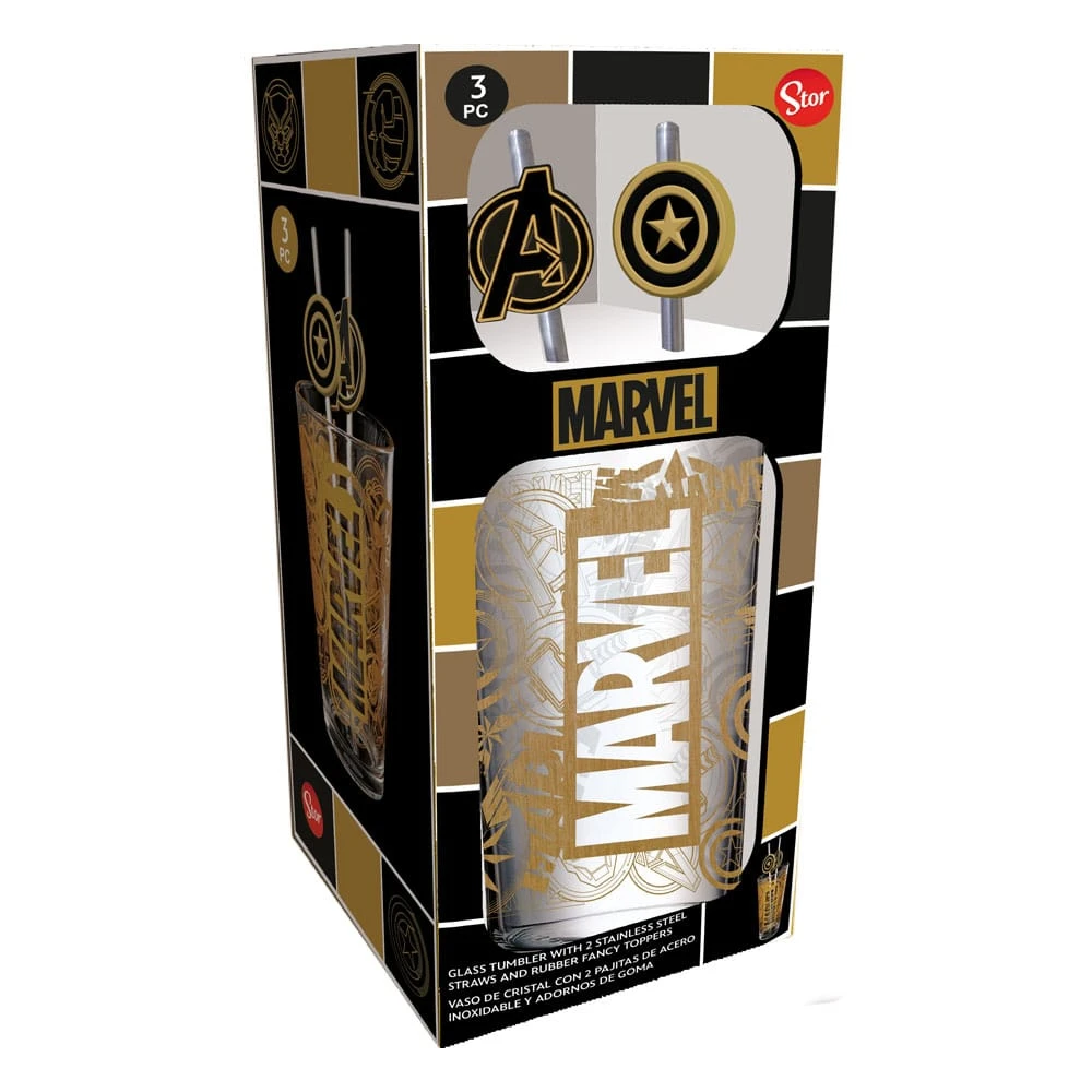 Avengers Trinkglas mit Strohhalmen