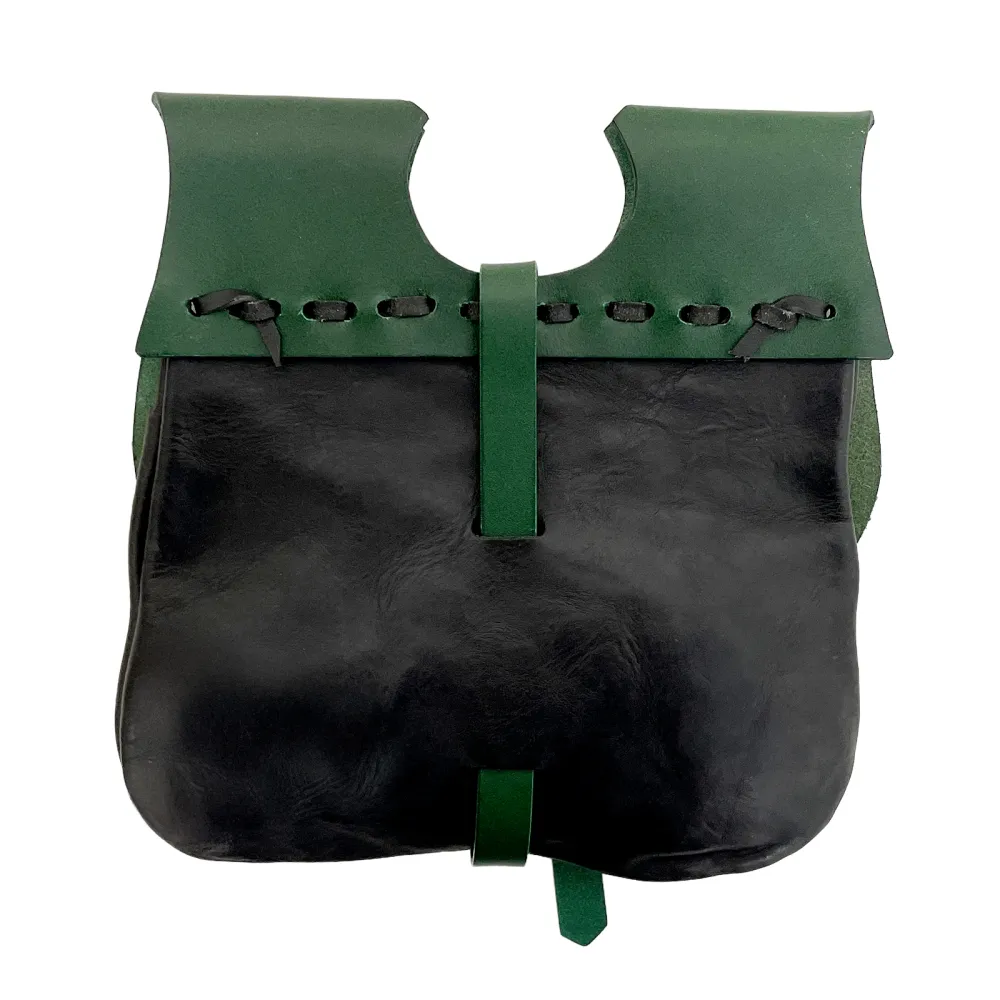 Medieval pouch with fittings - green