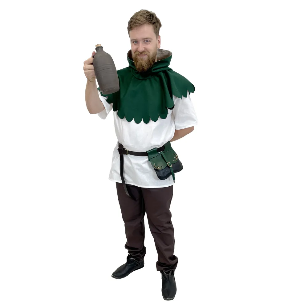 Medieval pouch with fittings - green