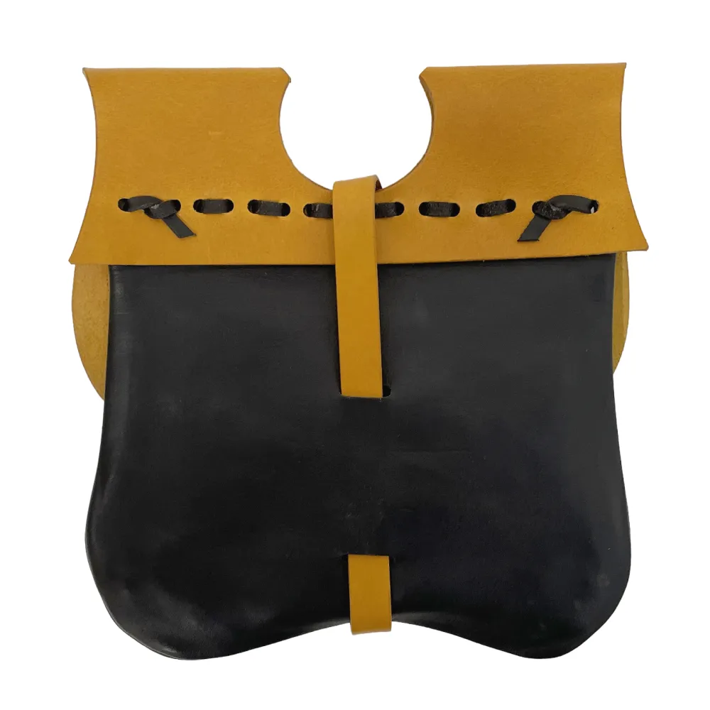 Medieval pouch with metal fittings - yellow