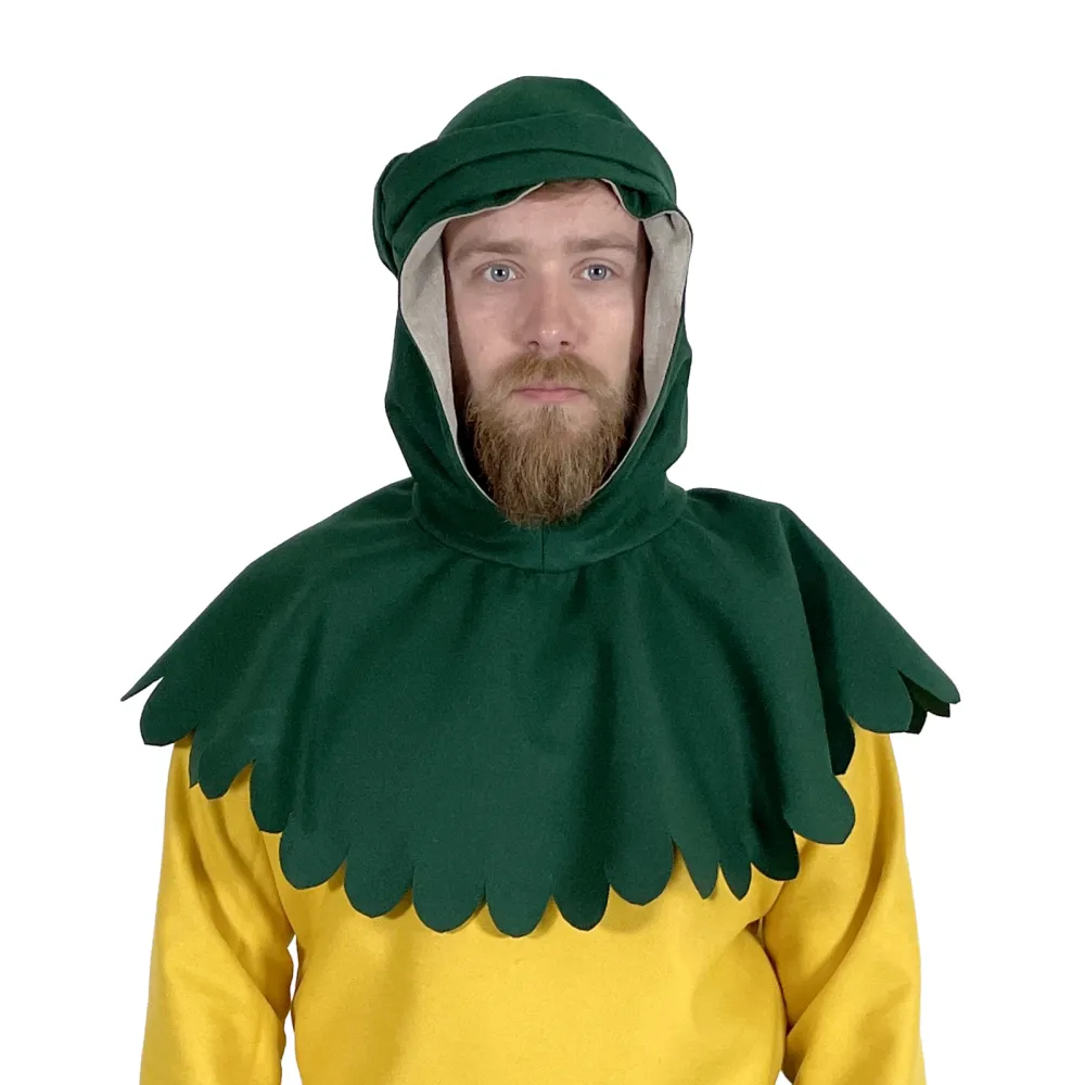 Stredoveká vlnená kapucňa - zelená