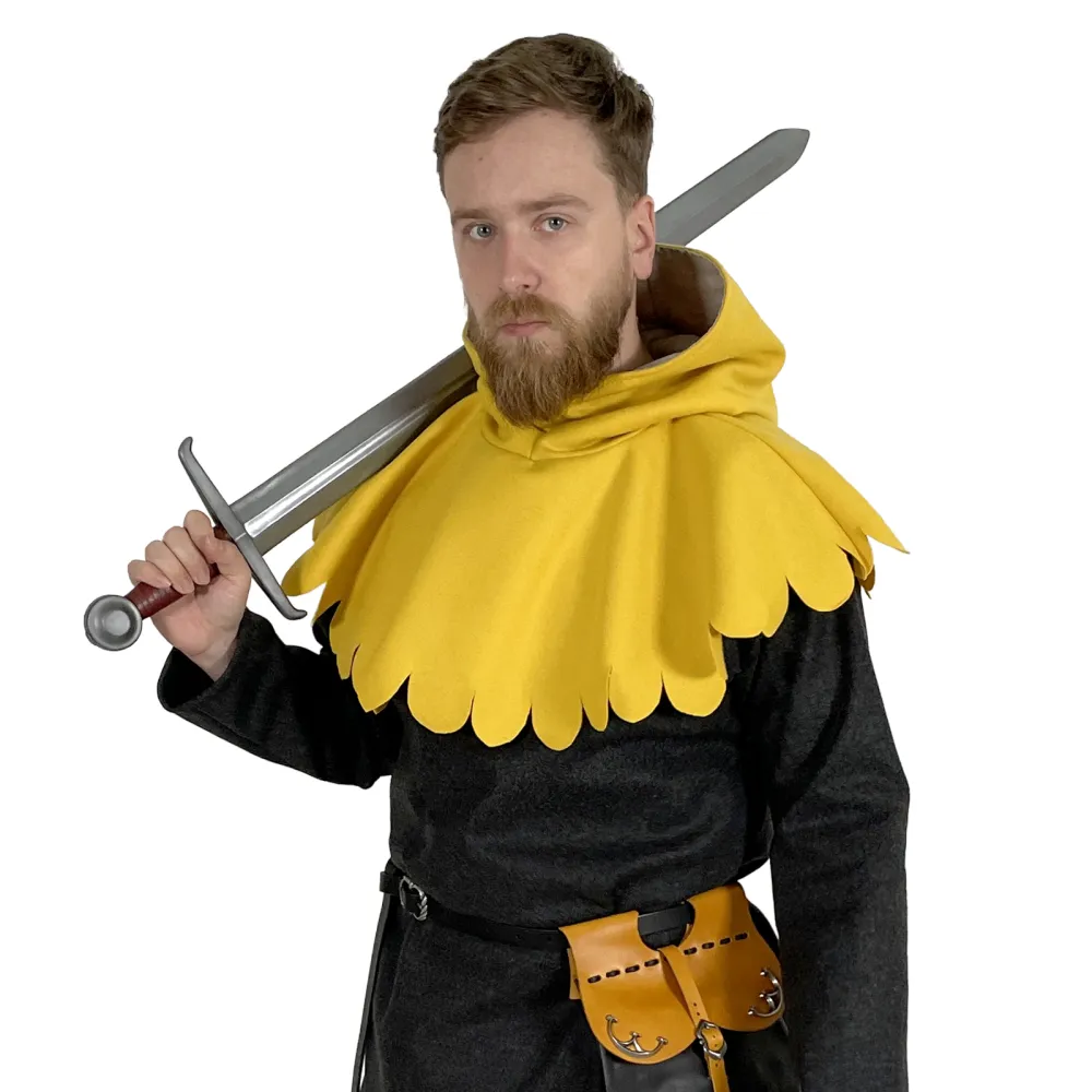 Stredoveká vlnená kapucňa - žltá