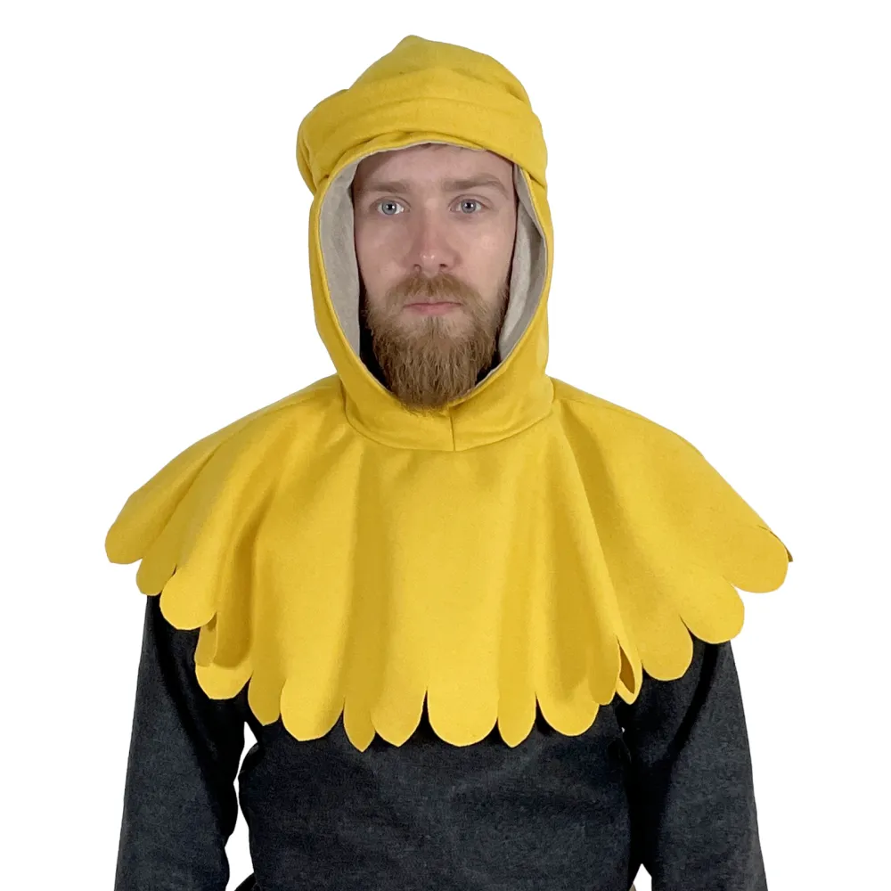 Stredoveká vlnená kapucňa - žltá