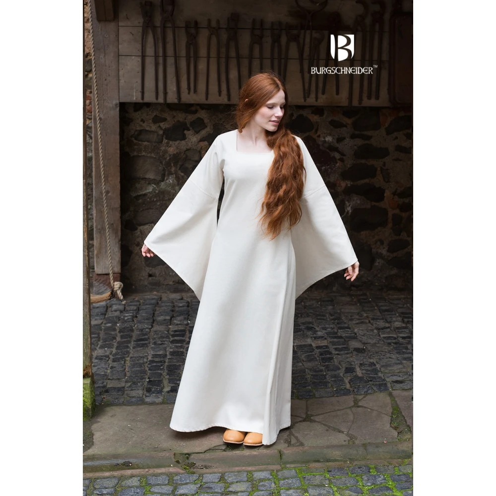 Medieval dress with wide sleeves - natural