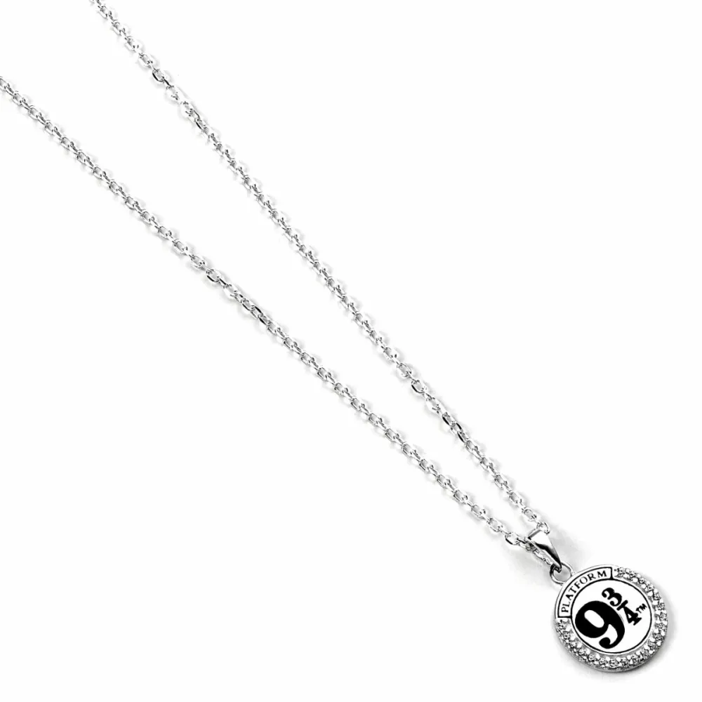 Harry Potter Silver Necklace - Platform 9 3/4 with Crystals (925 Sterling Silver)