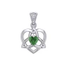 Celtic Heart Silver Pendant with Emerald Glass (Ag 925)