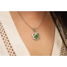 Celtic Heart Silver Pendant with Emerald Glass (Ag 925)