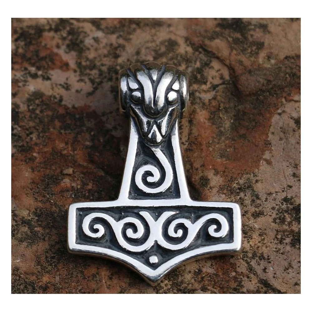 Silberner Anhänger Thors Hammer mit Spiralen (Ag 925)