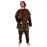 Decorated cotton tunic with lacing - brown