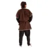 Decorated cotton tunic with lacing - brown