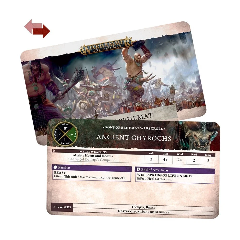 Warhammer Age of Sigmar: Warscroll Cards - Sons of Behemat