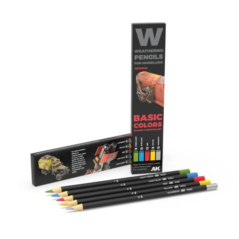 Weathering Pencils AK Interactive - Basic Colors: Shading and Demotion set (5 ks)