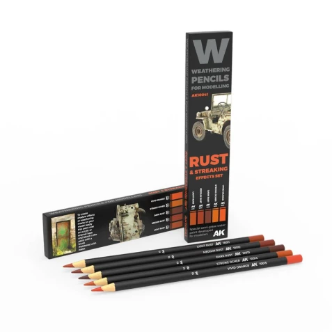 Weathering Pencils AK Interactive - Rust and Streaking Effects set (5ks)