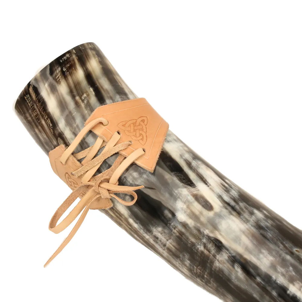 Leather Drinking Horn Holder, Decorated
