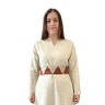 Embroidered Linen Belt - Brick Red