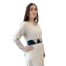 Embroidered Linen Belt - Blue